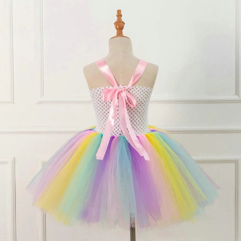 Mesh Handwork with Headgear Unicorn Party Tutu Dress for Girl - Azufun