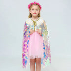Mermaid Shiny Beads Cute Princess Sweet Cape Cloak for Girl - Azufun