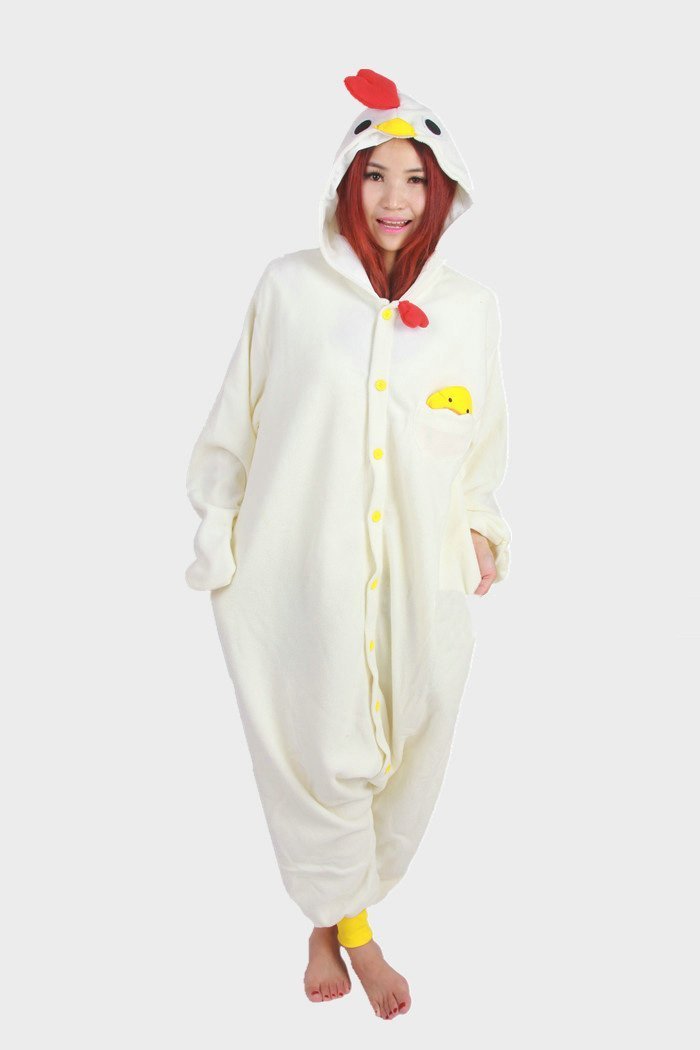 Gift White rooster Long Sleeve Pajamas Kigurumi Onesies Costumes - Azufun