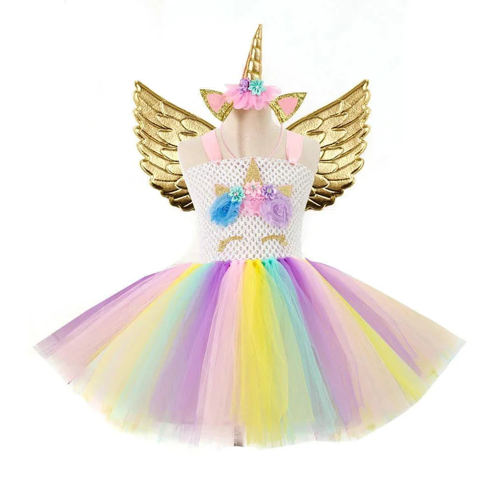 Mesh Handwork with Headgear Unicorn Party Tutu Dress for Girl - Azufun