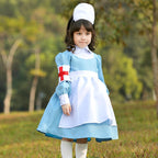 Blue and white maid Nurse cosplay costumes dress for adult and kids - Azufun