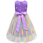 Girls Jojo Siwa Bow Dress Kids Party Birthday Mesh Princess Dress - Azufun