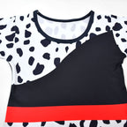Cruella Costume Cosplay Dress Up Halloween Outfits Role Play Spotted Dot Ruffle Dresses for Girls