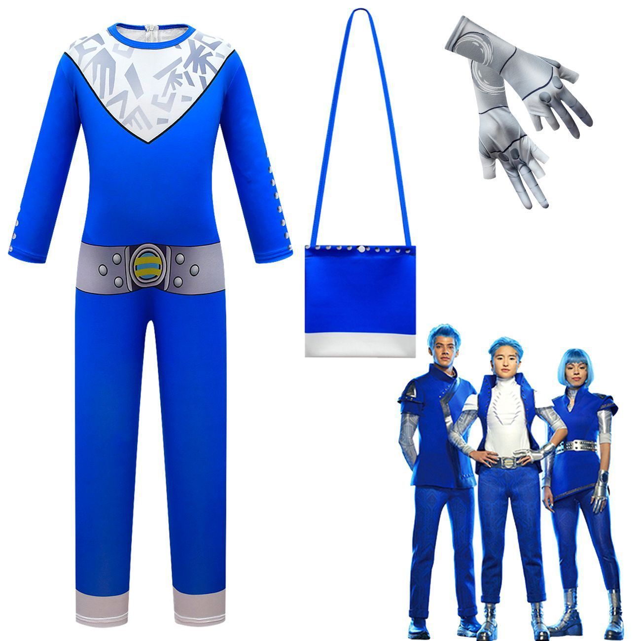 Zombies 3 Blue Cosplay Zentai Suit Costume Jumpsuit Bodysuit Outfits for kids - Azufun