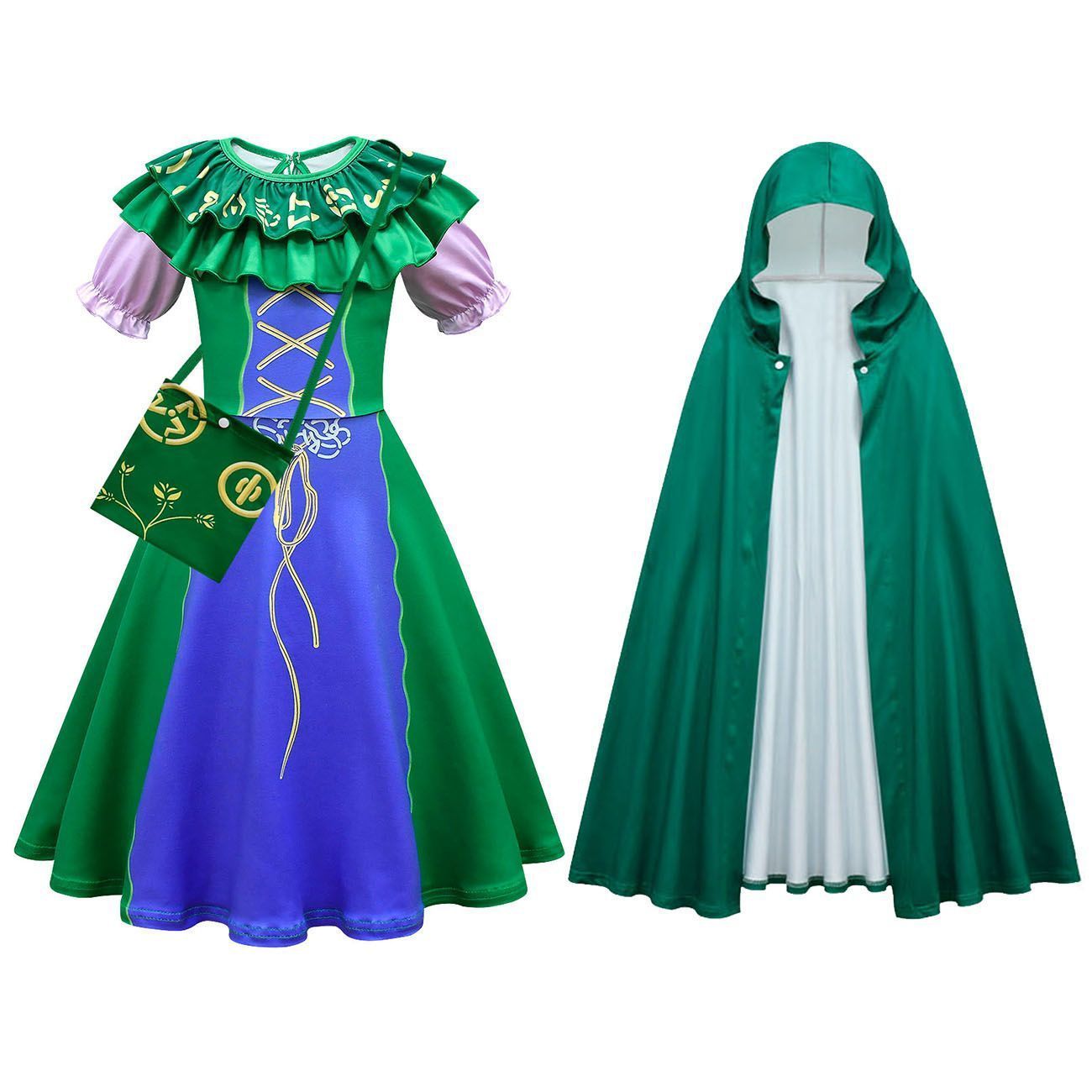 Green Hocus Pocus Winifred Sanderson Cosplay Suit Costume Dress Outfits for kids - Azufun