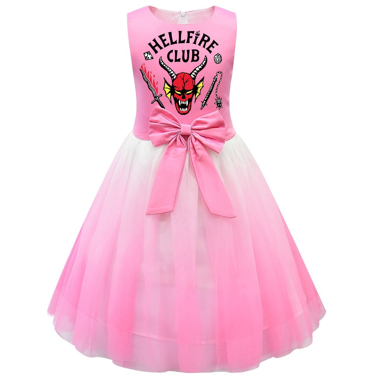 girls' Stranger Things 4 printed costumes tutu sleeveless dress for kids - Azufun