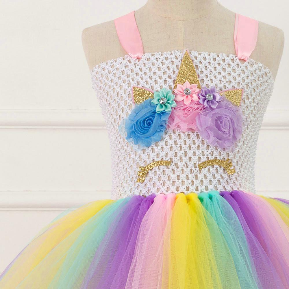 Mesh Handwork with Headgear Unicorn Party Tutu Dress for Girl - Azufun