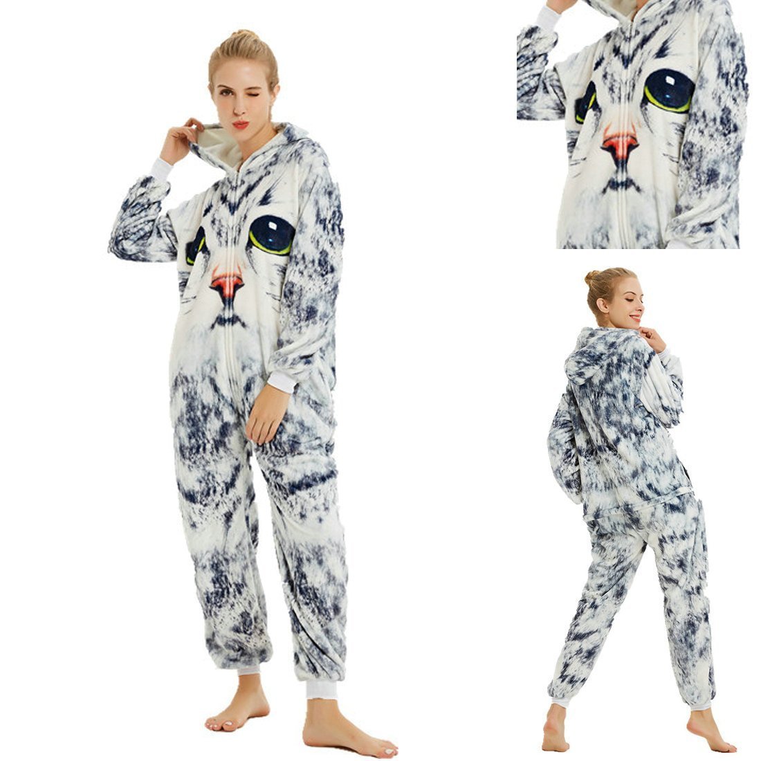 Cat Animal Adult Kigurumi Onesies Pajamas Costume 3D Printed - Azufun