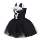 cute cat black Tutu Dress for Baby Girl Halloween Cartoon Costume - Azufun