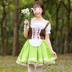 Grass green performance cosplay costumes dress for mom and me - Azufun