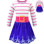Fancy Nancy Cosplay Striped Long Sleeve Dress for Kids - Azufun