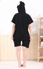 Black Pig Pajamas Animal Onesie Hoodie Kigurumi Short Sleeve - Azufun
