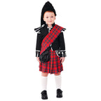 Scottish Red Tartan Honor Guard Children Halloween carnival costume for kids - Azufun