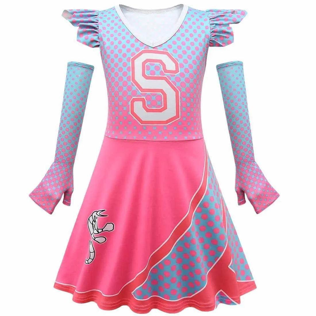 kids costume College Zombies 2 Cheerleader dress Costume Children's Dress - Azufun