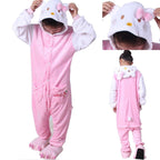 Kids Hello Kitty Cat Kigurumi Onesie Pajamas Flannel Costume - Pajamasbuy