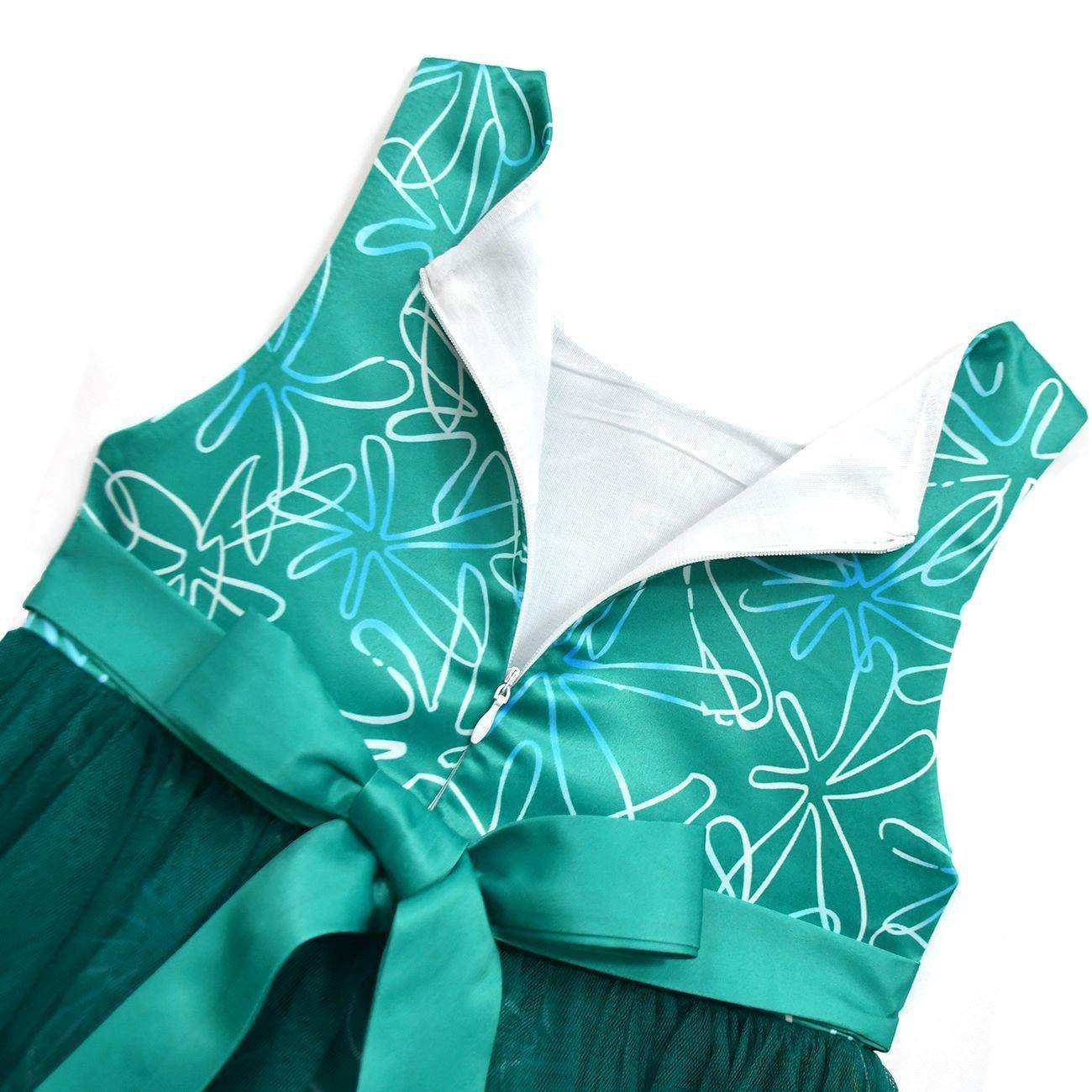 Kids' Inside Out Disgust Tutu Dress Cosplay Princess Gown with Bag and Mask - Azufun