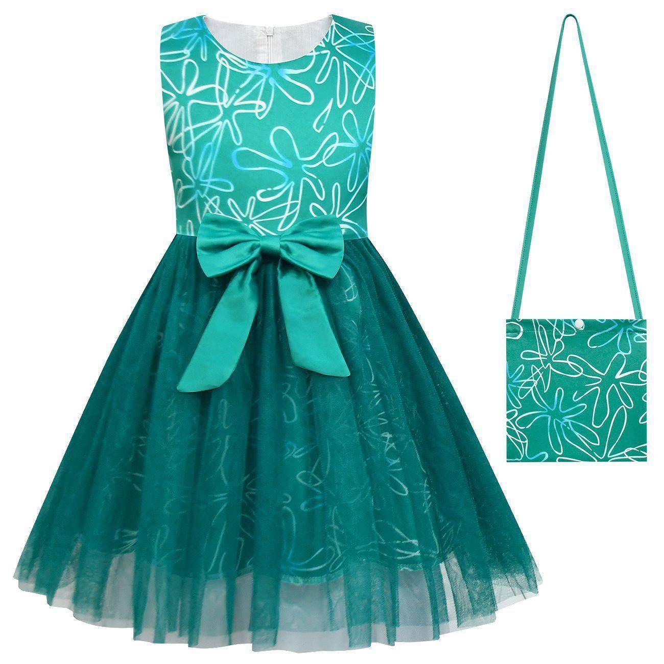 Kids' Inside Out Disgust Tutu Dress Cosplay Princess Gown with Bag and Mask - Azufun