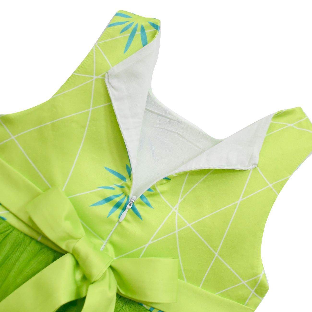 Kids' Inside Out Joy Tutu Dress Costume Cosplay Princess Gown with Bag and Mask - Azufun