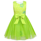 Kids' Inside Out Joy Tutu Dress Costume Cosplay Princess Gown with Bag and Mask - Azufun