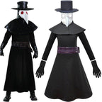 Kids Plague Doctor Cosplay Costume Long Robe Cape Outfits Steampunk Plague Doctor Cosplay Dress - Azufun
