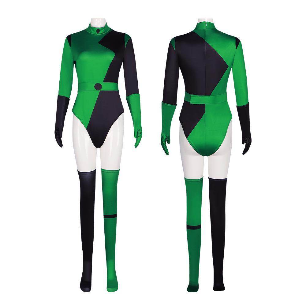 Kim Possible shego Costume Bodysuit Jumpsuit Swimsuit - Azufun