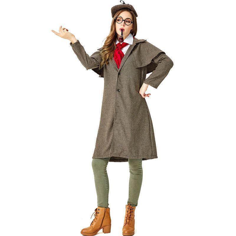 Lady Sherlock Holmes Cosplay Costume Halloween Coat Outfits Women - Azufun