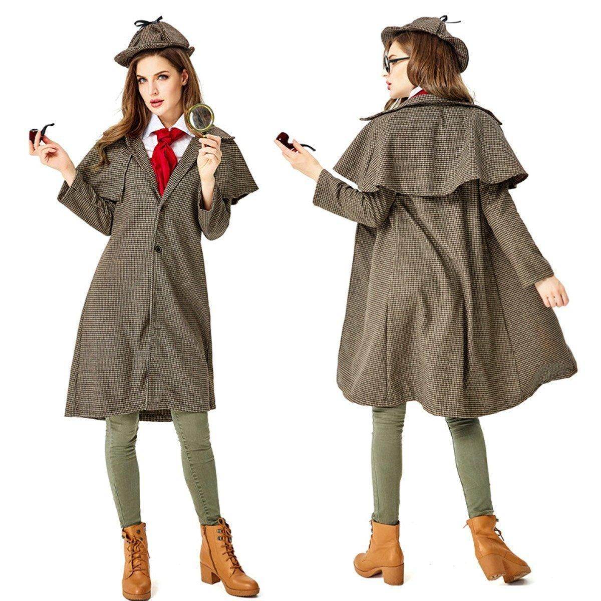 Lady Sherlock Holmes Cosplay Costume Halloween Coat Outfits Women - Azufun