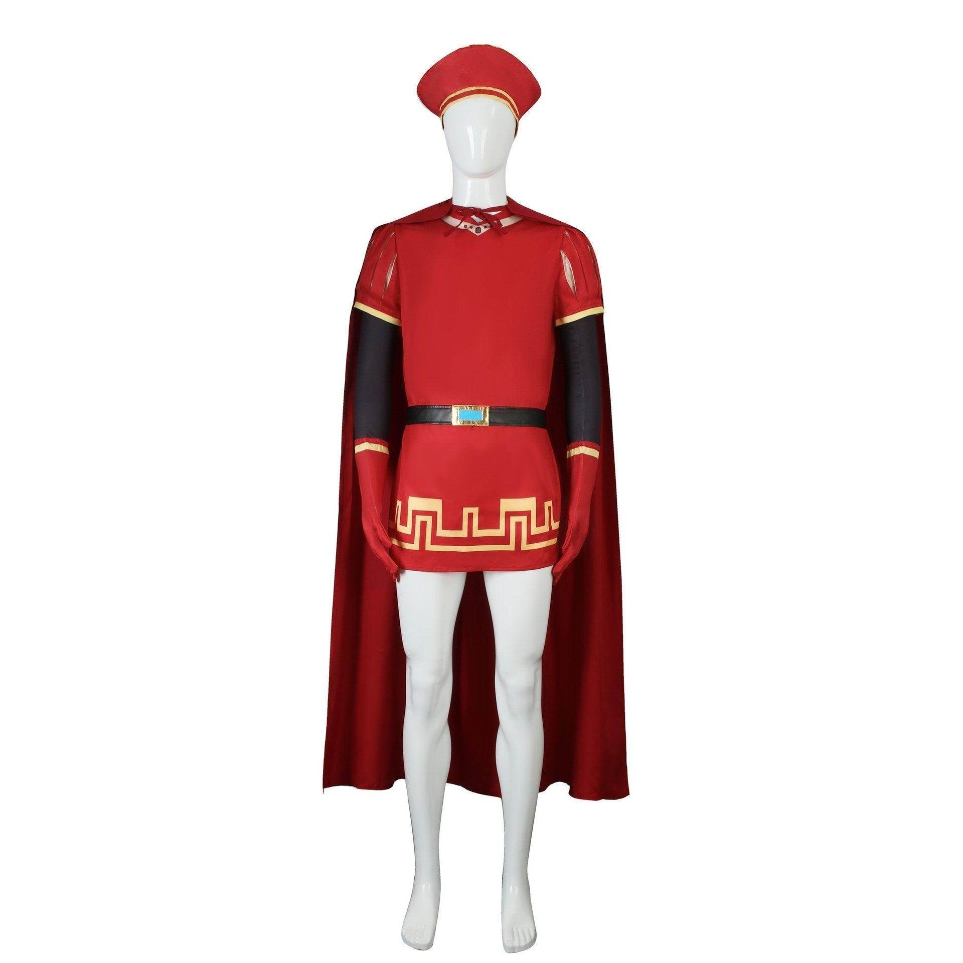 Lord Farquaad Halloween Cosplay Costume Shrek Red Robe Cape - Azufun