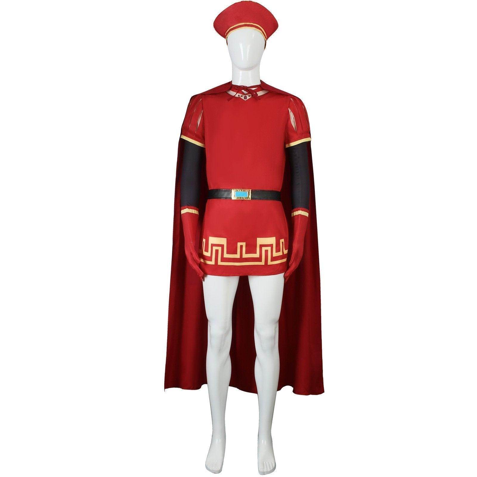 Lord Farquaad Halloween Cosplay Costume Shrek Red Robe Cape - Azufun