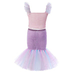 Mermaid Princess Costume Kids Girls Cosplay Party Tutu Dress Halloween Outfit - Azufun