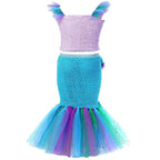 Mermaid Princess Costume Kids Girls Cosplay Party Tutu Dress Halloween Outfit - Azufun