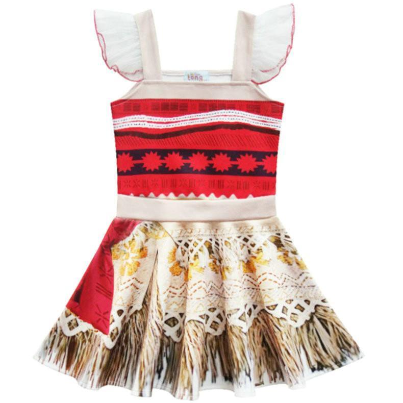 BuyMoana Cosplay Costume Ruffled Sling Dress for Toddler Girls Now Cheaper With 3 - 5 Days Ship - PajamasBuy