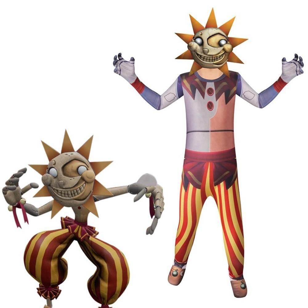 Moondrop Sundrop FNA Cosplay Costume Outfit Sun Clown Costume Halloween for Kids - Azufun
