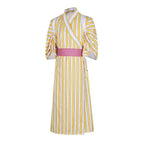 One Piece Wano Country Sanji Yellow striped kimono Costume Party Carnival Cosplay Full Set - Azufun