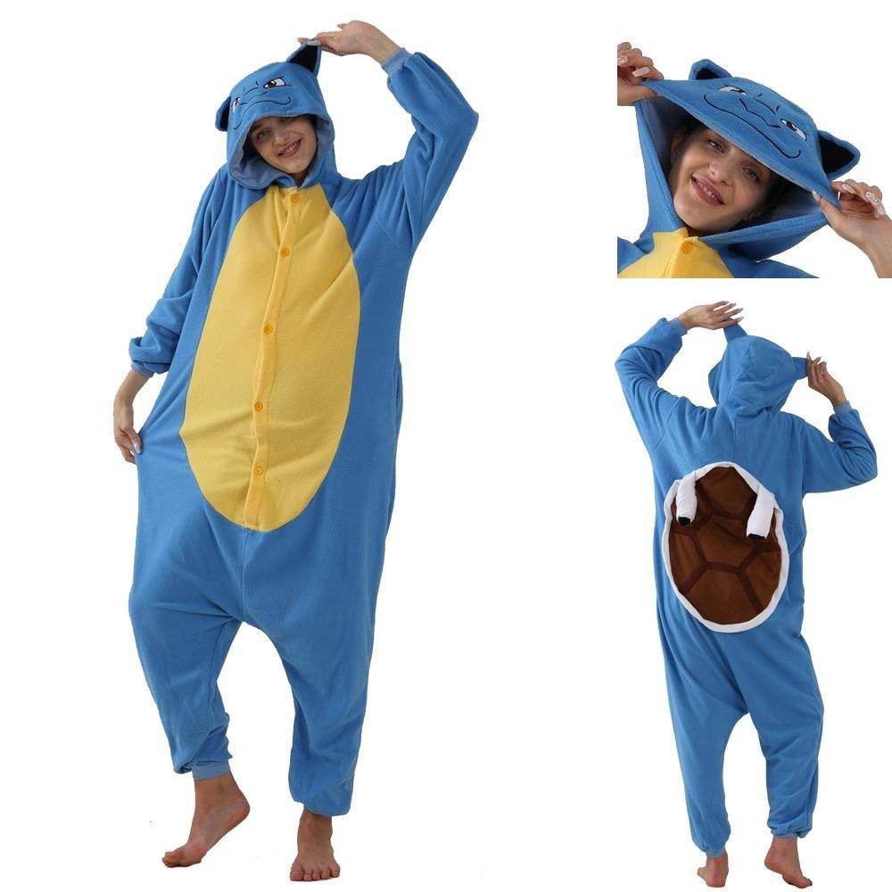 Pokemon Blastoise Costume Onesie for Adults Cozy Cartoon Fleece Kigurumi Pajamas - Azufun
