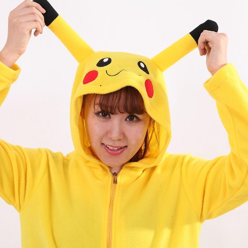 Pokemon Pikachu Costume Long Sleeve Cartoon Kigurumi Fleece Hoodie Coat Jacket - Pajamasbuy