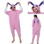 Pokemon Pink Glaceon Eevee Kigurumi Onesie Hoodie Costume Pajamas Sylveon Eevee Pajamas - Azufun