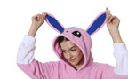 Pokemon Pink Glaceon Eevee Kigurumi Onesie Hoodie Costume Pajamas Sylveon Eevee Pajamas - Azufun