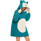 Pokemon Snorlax Cartoon Keep Warm Hoodie Costume Lazy TV Blanket - Azufun