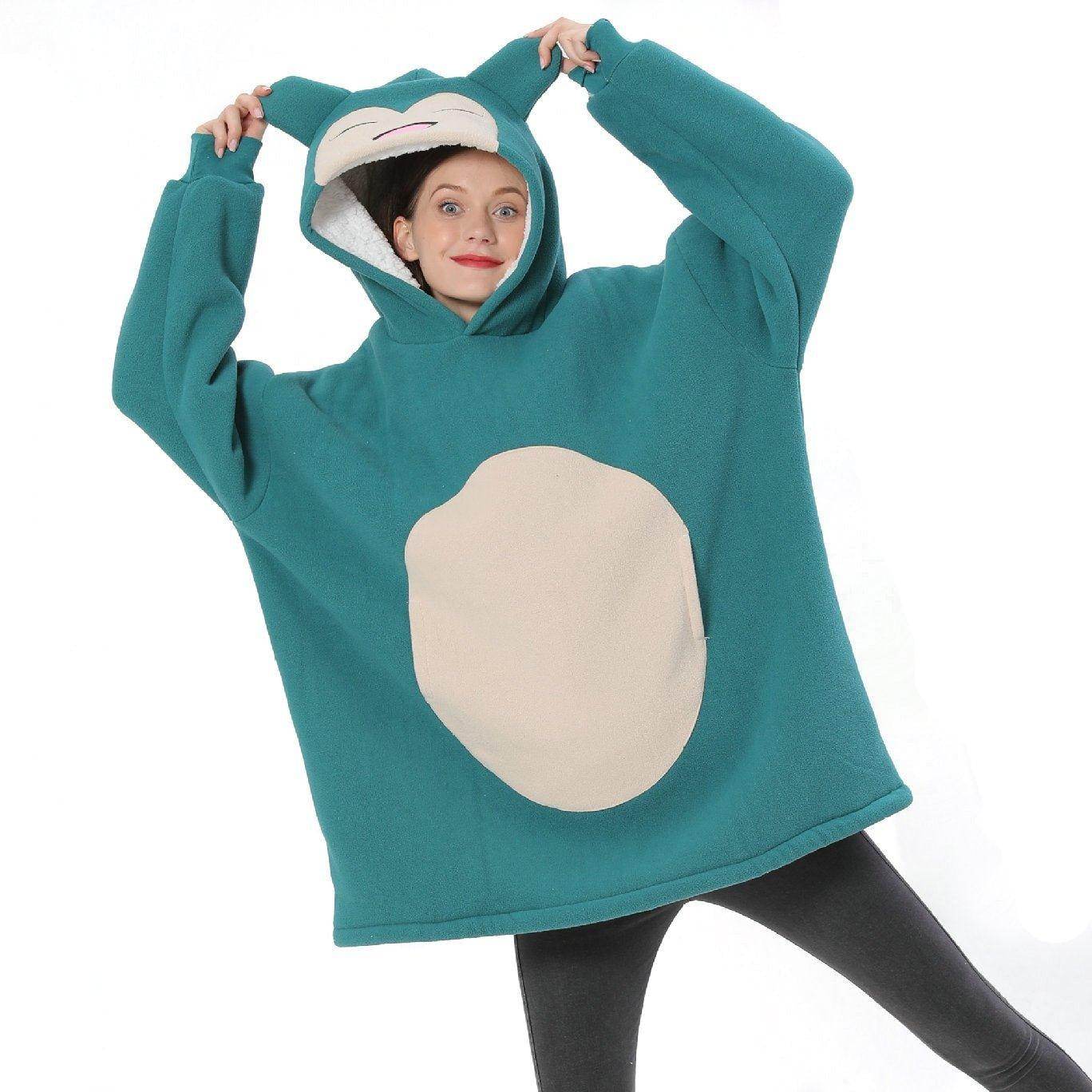 Pokemon Snorlax Cartoon Keep Warm Hoodie Costume Lazy TV Blanket - Azufun