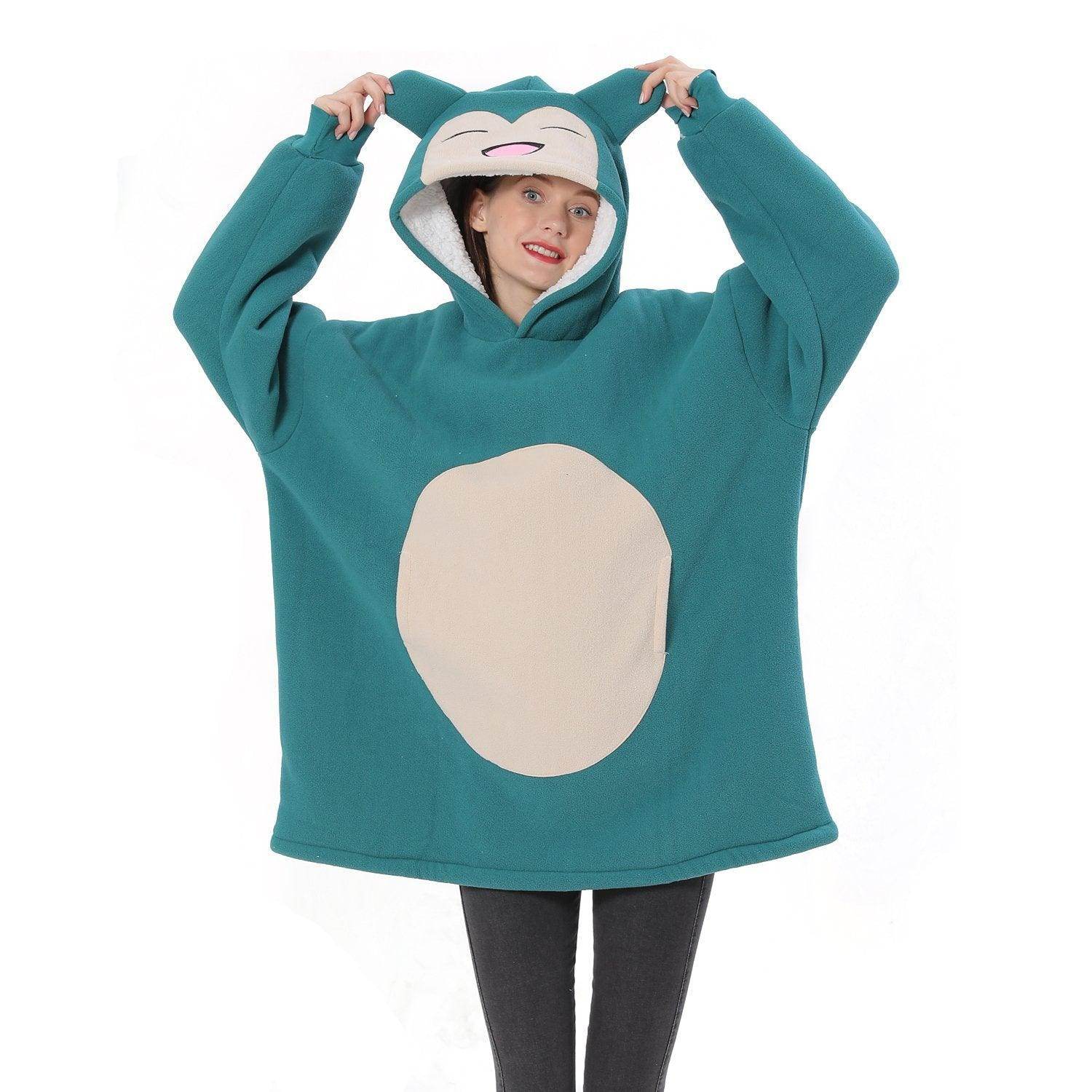 Pokemon Snorlax Costume Keep Warm Cozy Lazy TV Blanket Pajamas - Azufun