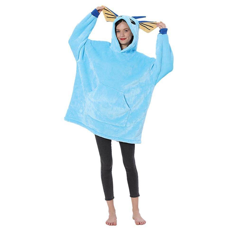 Pokemon Vaporeon Hoodie Wearable Costume Keep Warm Cozy Lazy TV Blanket - Azufun