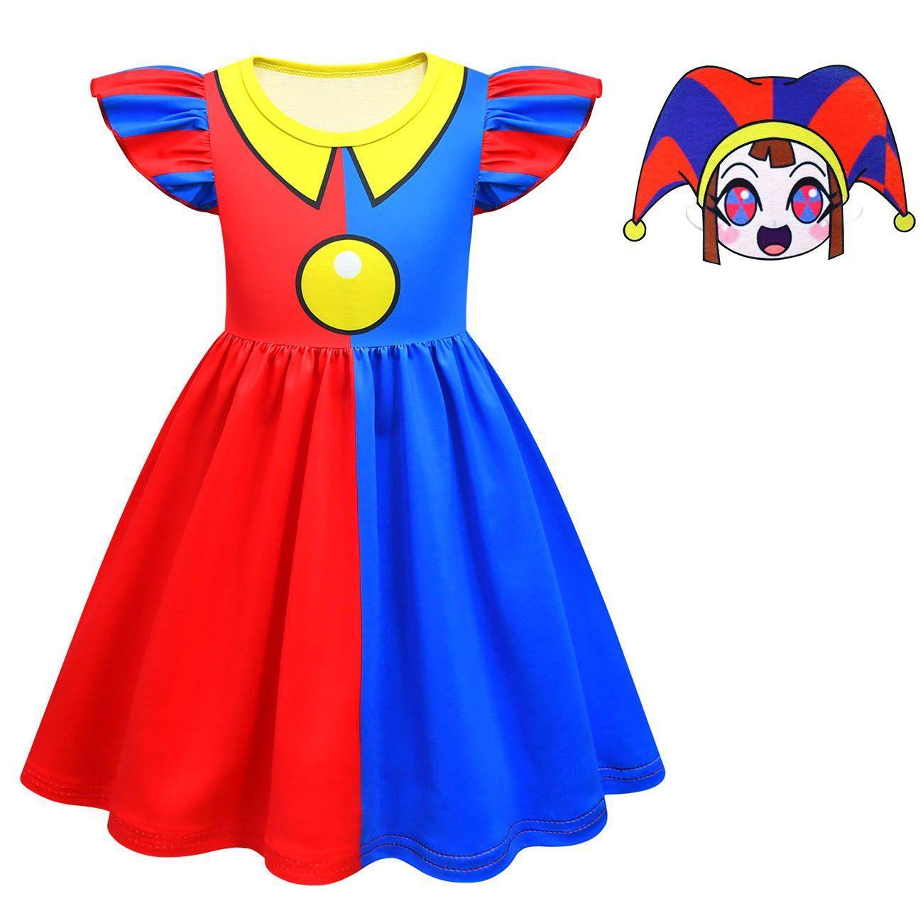 Pomni Flying Sleeve Dress The Amazing Digital Circus Costumes Printing Girls' For Kids - Pajamasbuy
