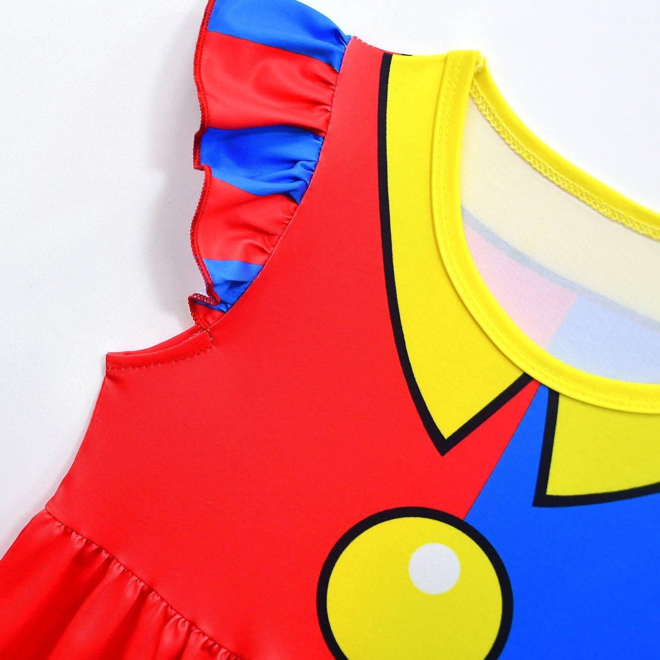 Pomni Flying Sleeve Dress The Amazing Digital Circus Costumes Printing Girls' For Kids - Pajamasbuy