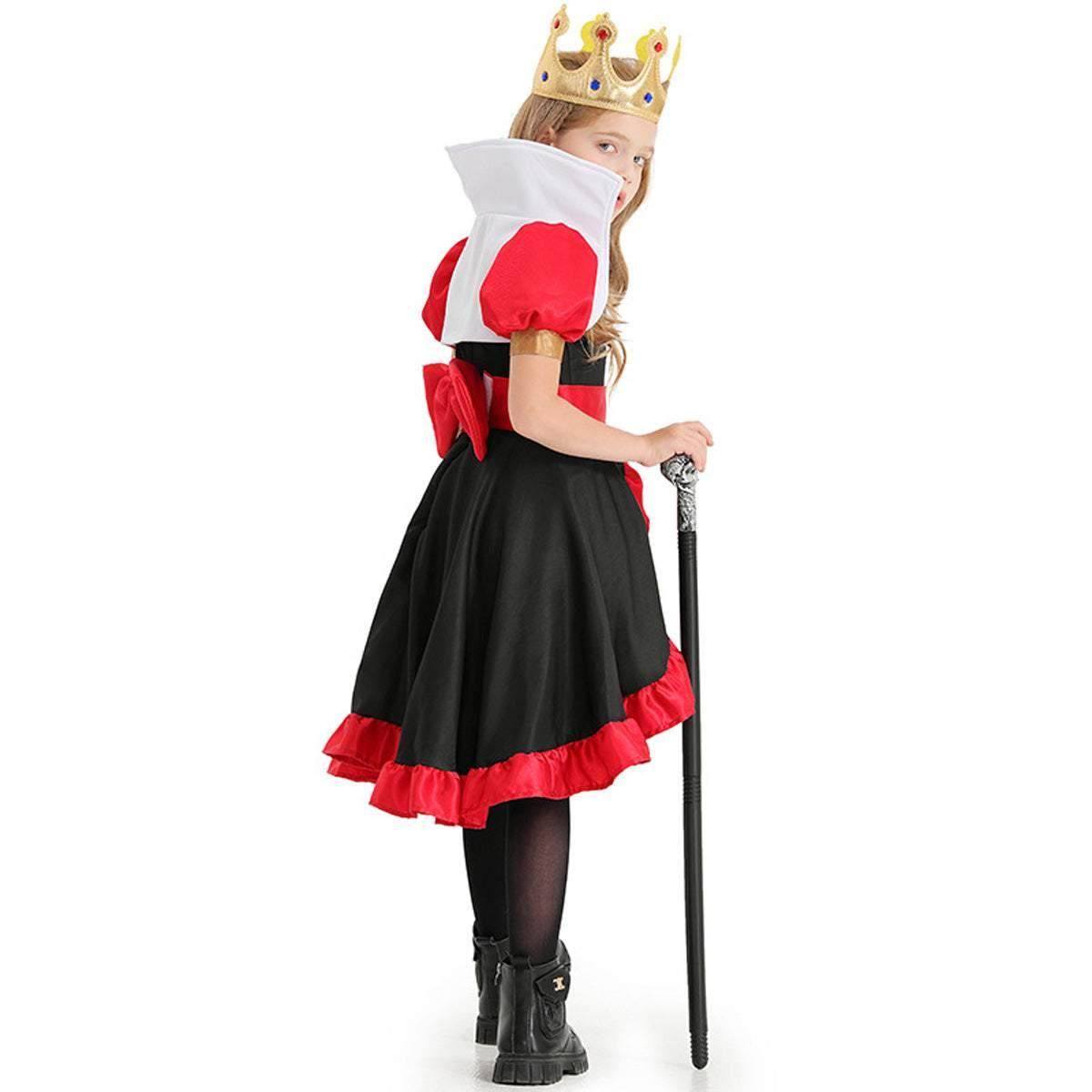 Queen of Hearts Costume Outfits Halloween Carnival Suit Cosplay For Kids - Azufun