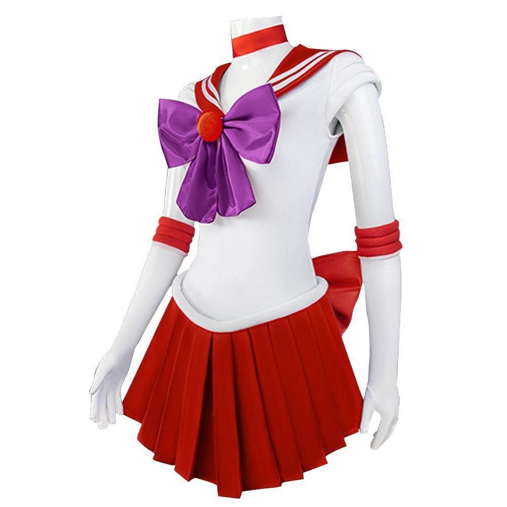 Sailor Moon Hino Rei Sailor Mars Cosplay Costume Red Uniform Dress Outfits Halloween - Azufun
