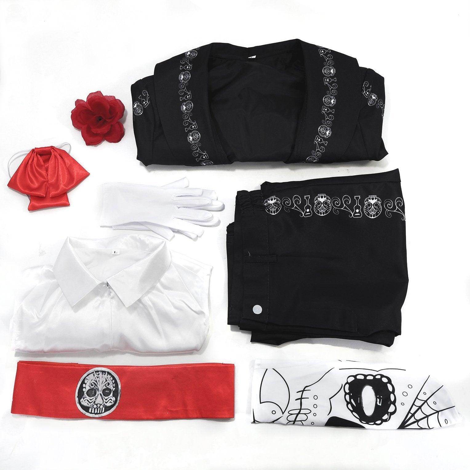 Scary Skeleton Suit - Black and White Halloween Pants and Jacket business suit cosplay - Azufun