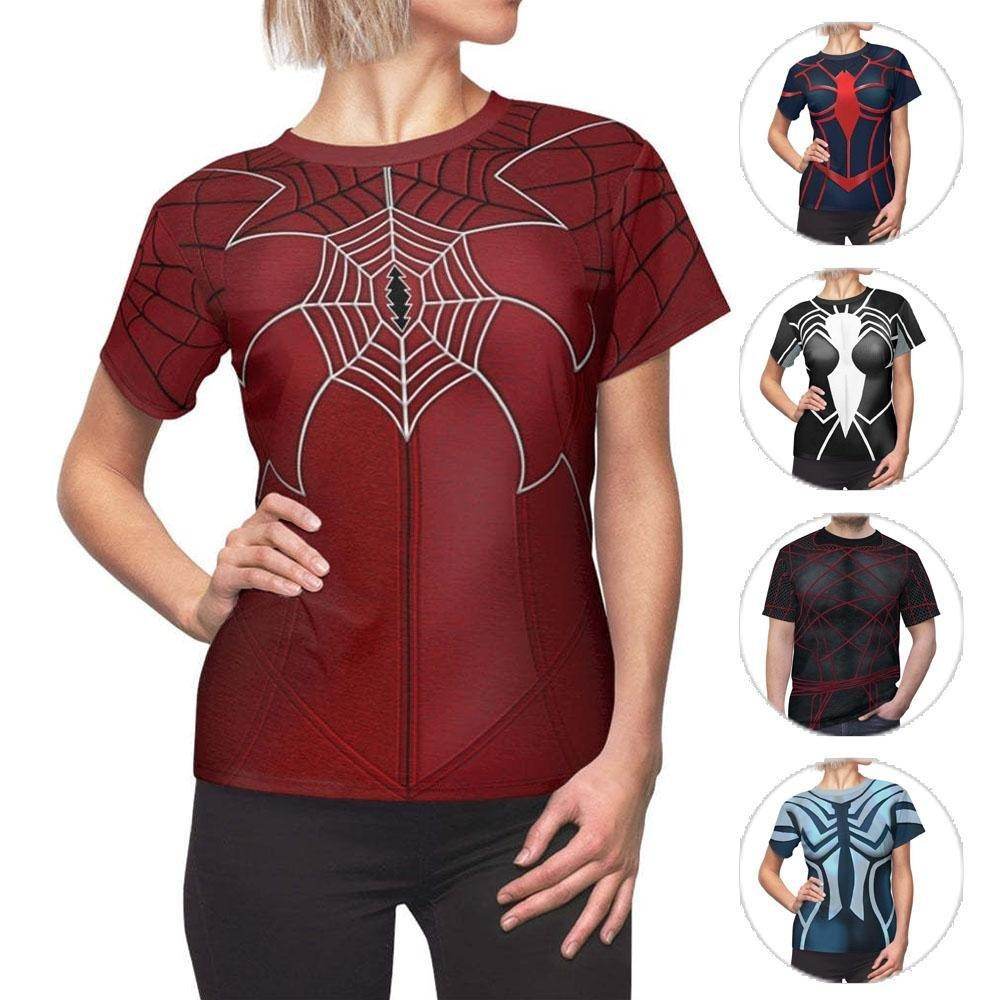 Spider-Woman Women's Short sleeve Shirt Madame Web Costume SuperHero Outfit - Azufun