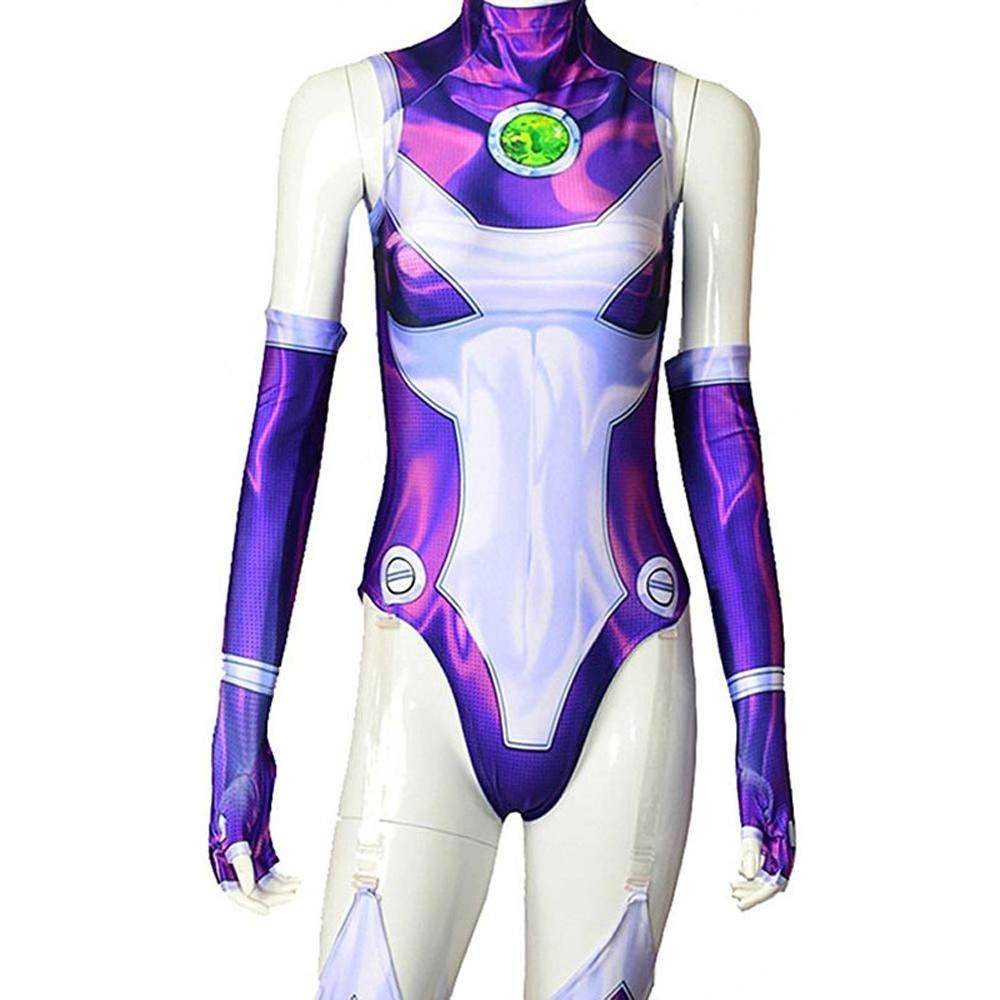 Starfire Jumpsuit Zentai Cosplay Costume Halloween Carnival Suit For Adults - Azufun