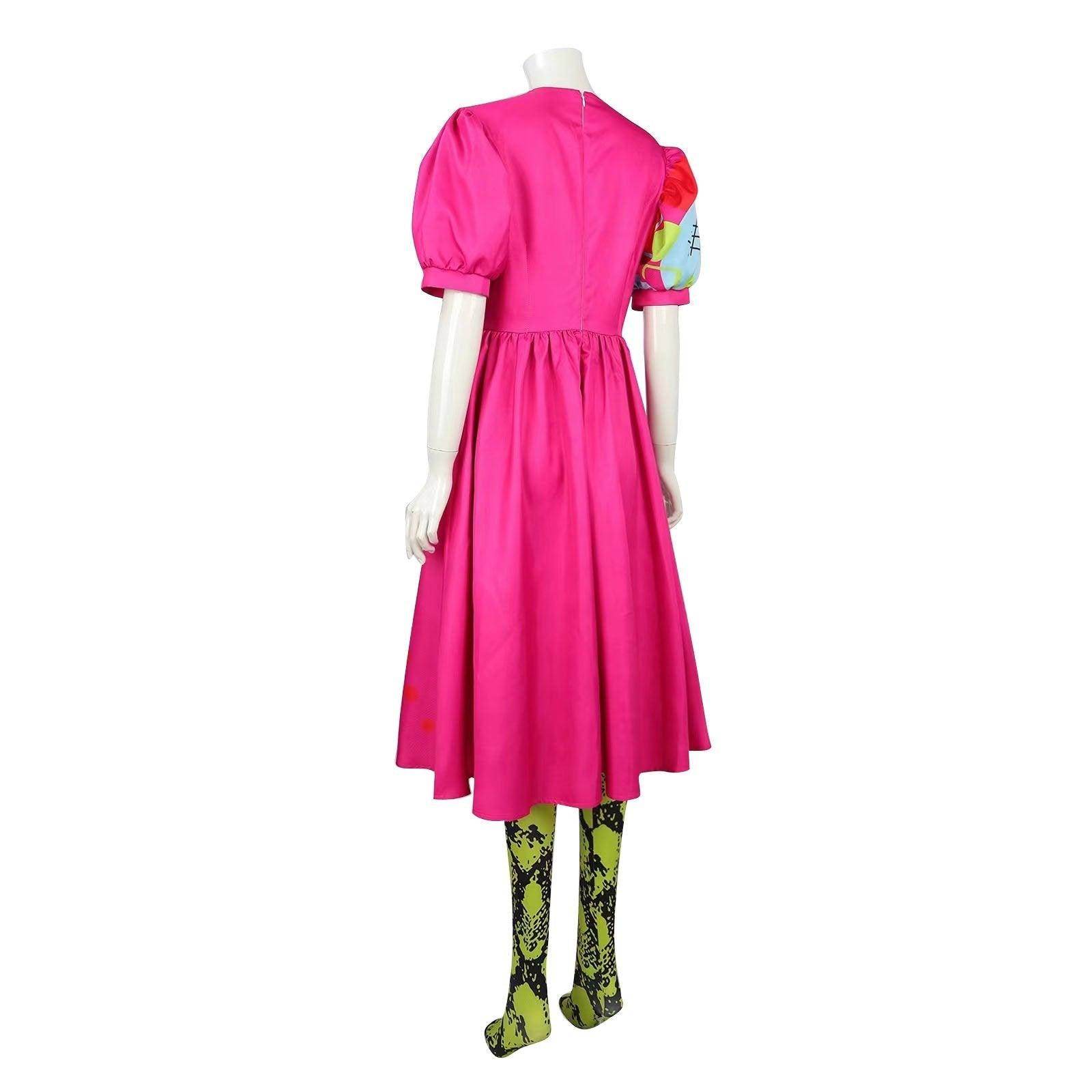 Weird Barbie Costume Movie Kate McKinnon Pink Dress Outfits Halloween Cosplay Adults - Azufun